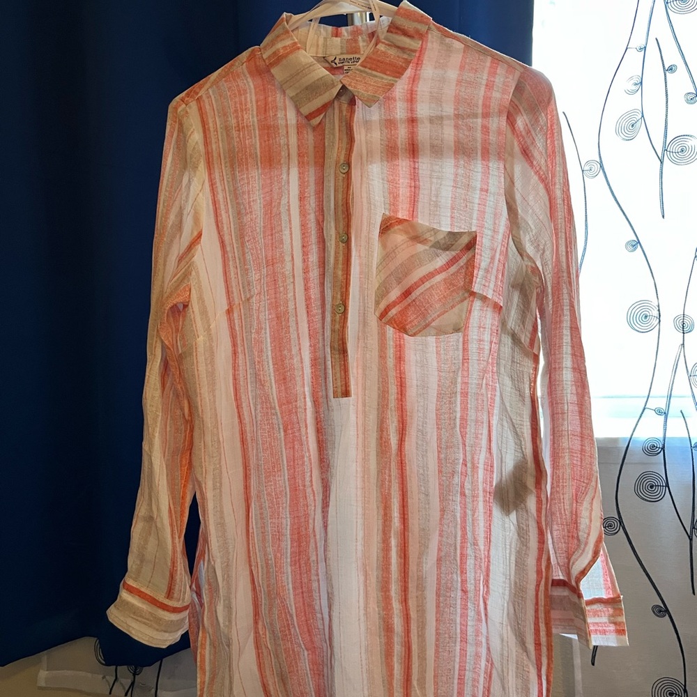Nanette Lepore Orange and White Striped Top
